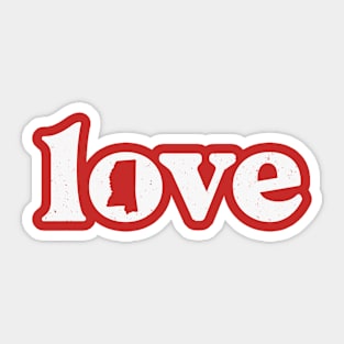 Retro Love Mississippi State Outline // Mississippi State Pride Sticker